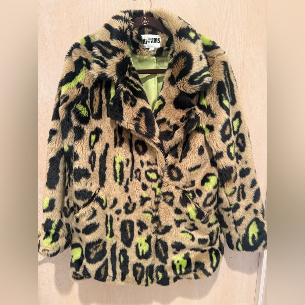 Apparis Faux Fur Coat with Animal Print